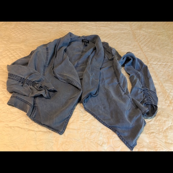 Jones New York lightweight transitional jacket rusched sleeves - Picture 9 of 11